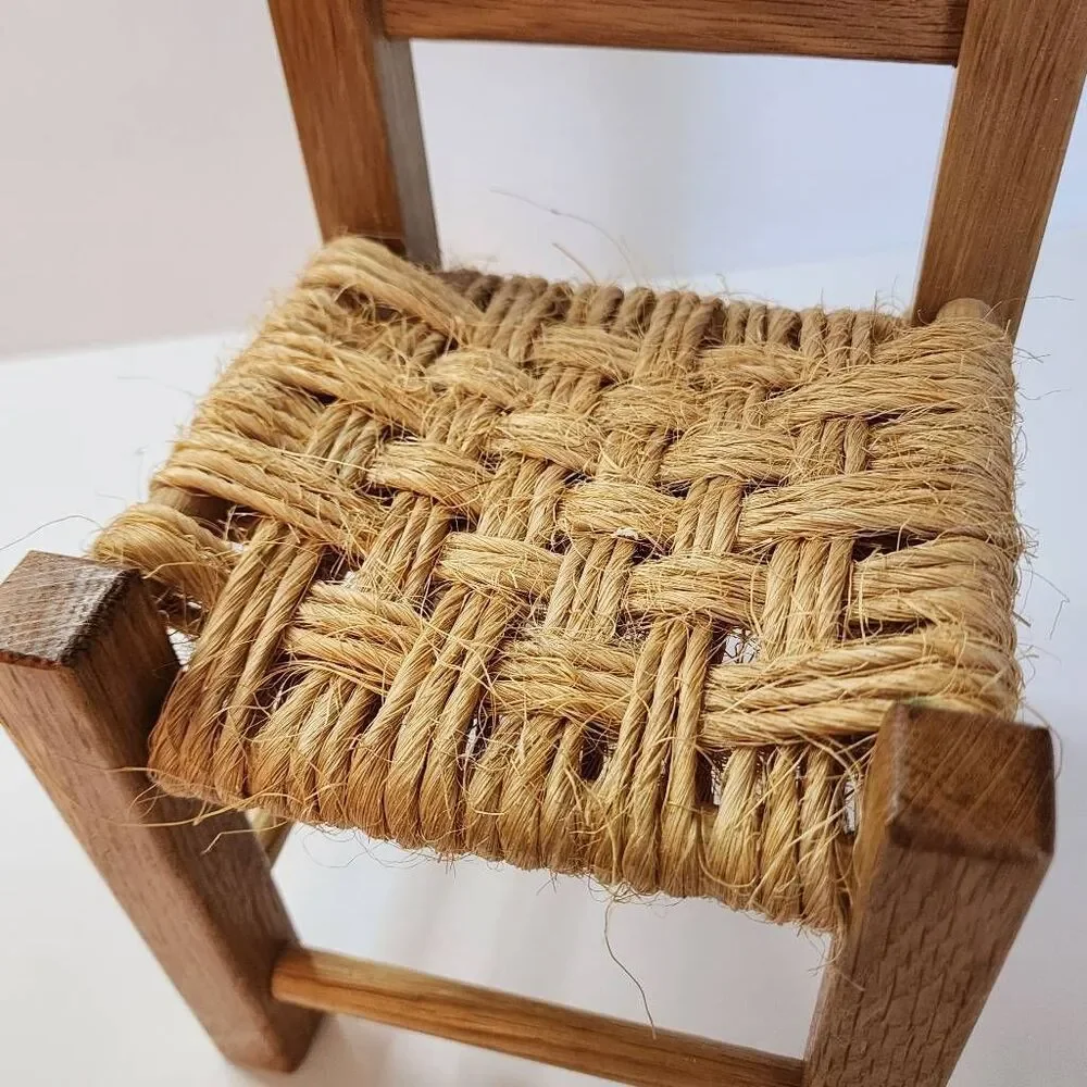 Wooden Doll Chair Ladder Back with Woven Rush Seat